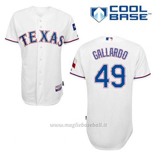 Maglia Baseball Uomo Texas Rangers Yovani Gallardo 49 Bianco 1ªCool Base